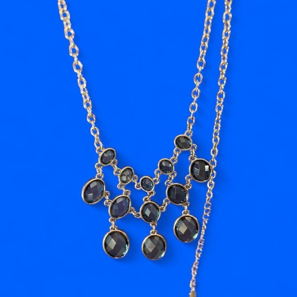 Silver toned beaded statement necklace